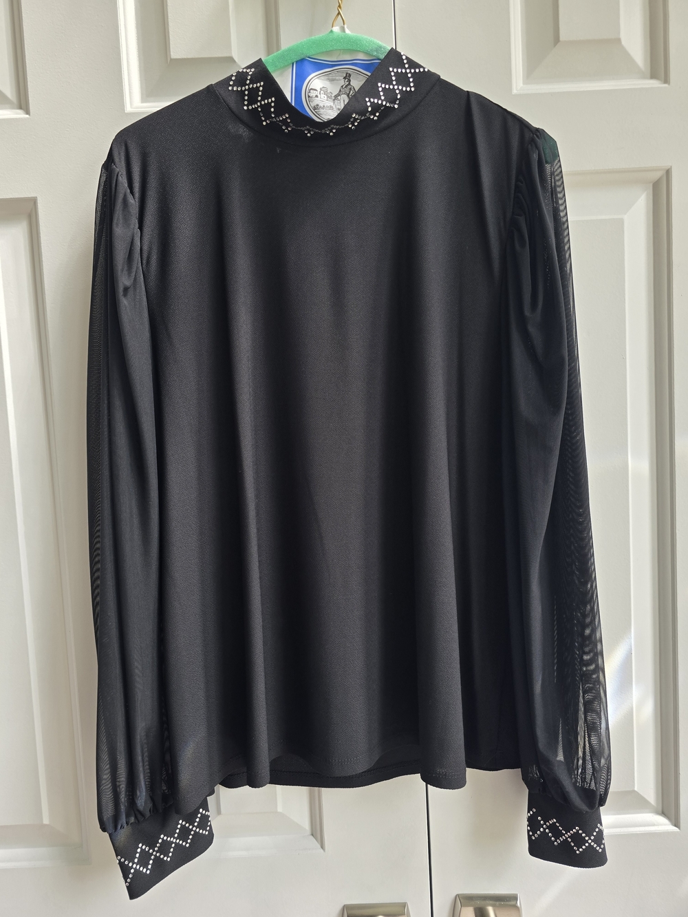 Black Embellished Top with Rhinestones